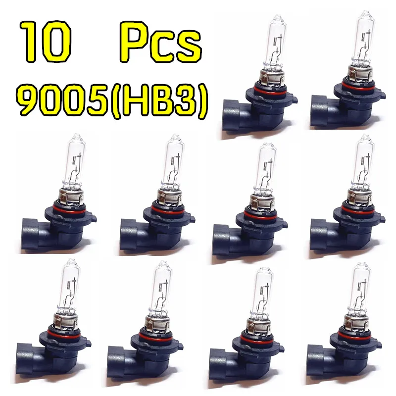 

10Pcs high quality 9005 12V65W car Halogen Lamp Clear 3200K HB3 Quartz Glass Auto HeadLight Car Bulb high beam