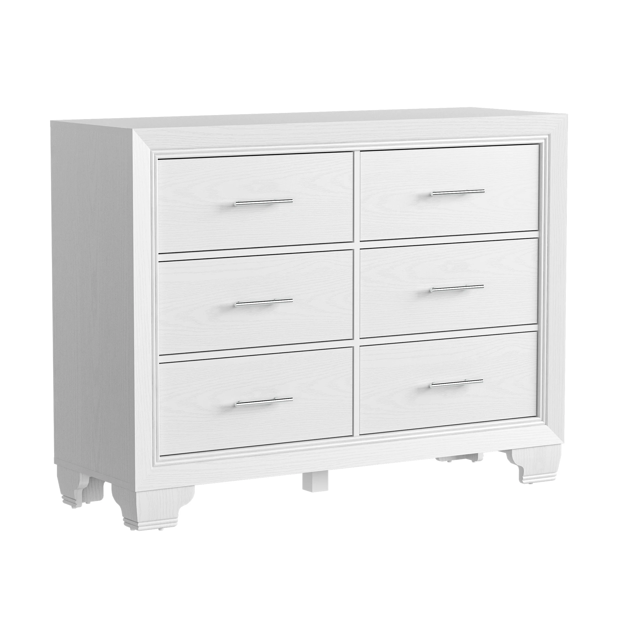 Modern Wood 6 Drawer Dresser, White Dresser for Bedroom, Chests of Drawers for Closet Hallway, Living Room, Entryway