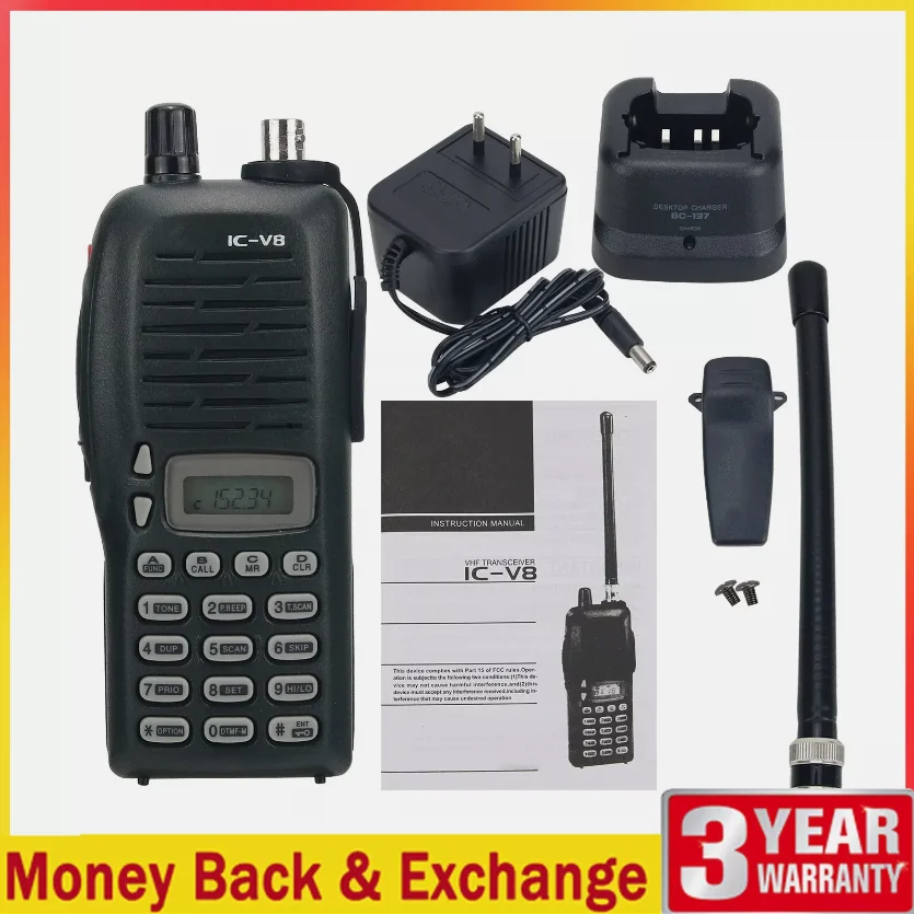 Transceptor VHF IC-V8, Walkie Talkie de Radio de 5,5 W, batería Ni-MH de 1650Mah