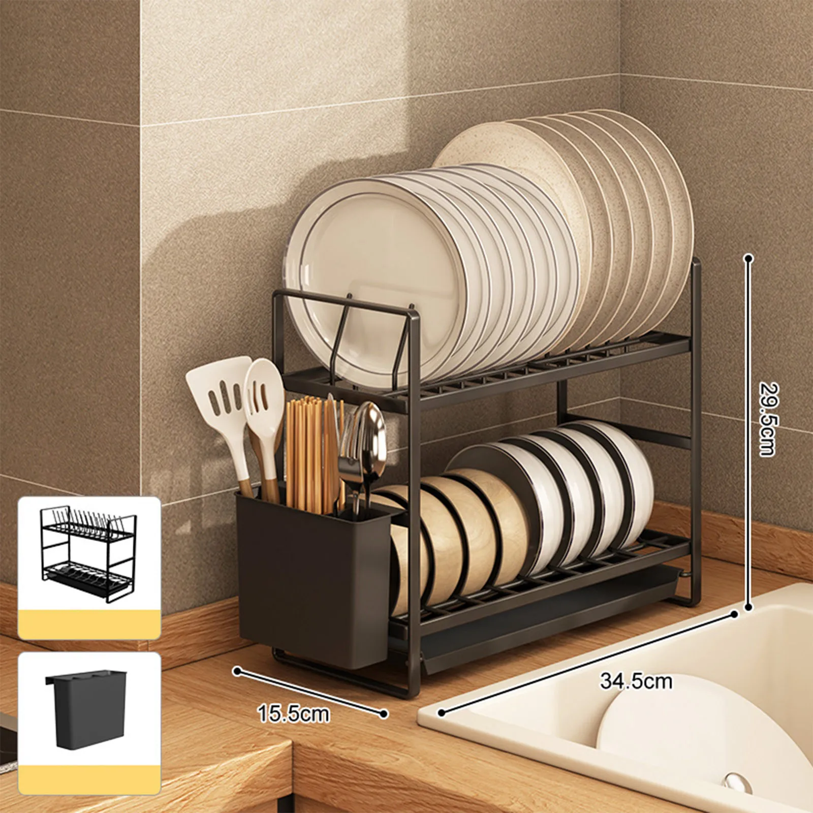 Kitchen Tabletop Dish Bowl Rack Household Drying Bowl Rack Narrow Tableware Storage Storage  No Installation Required