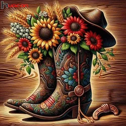Huacan DIY Diamond Mosaic Cartoon Full Square Round Drill Painting Flower 5d Embroidery Shoes Home Decor Handmade Gift Craft Kit