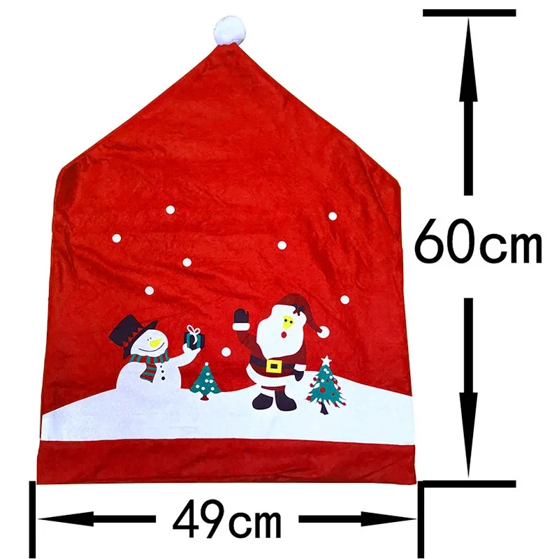 Navidad muñeco de nieve sombrero silla cubierta trasera decoración de Navidad hogar hecho a mano DIY (1 unids/pack) 60 cm * 49 cm rojo