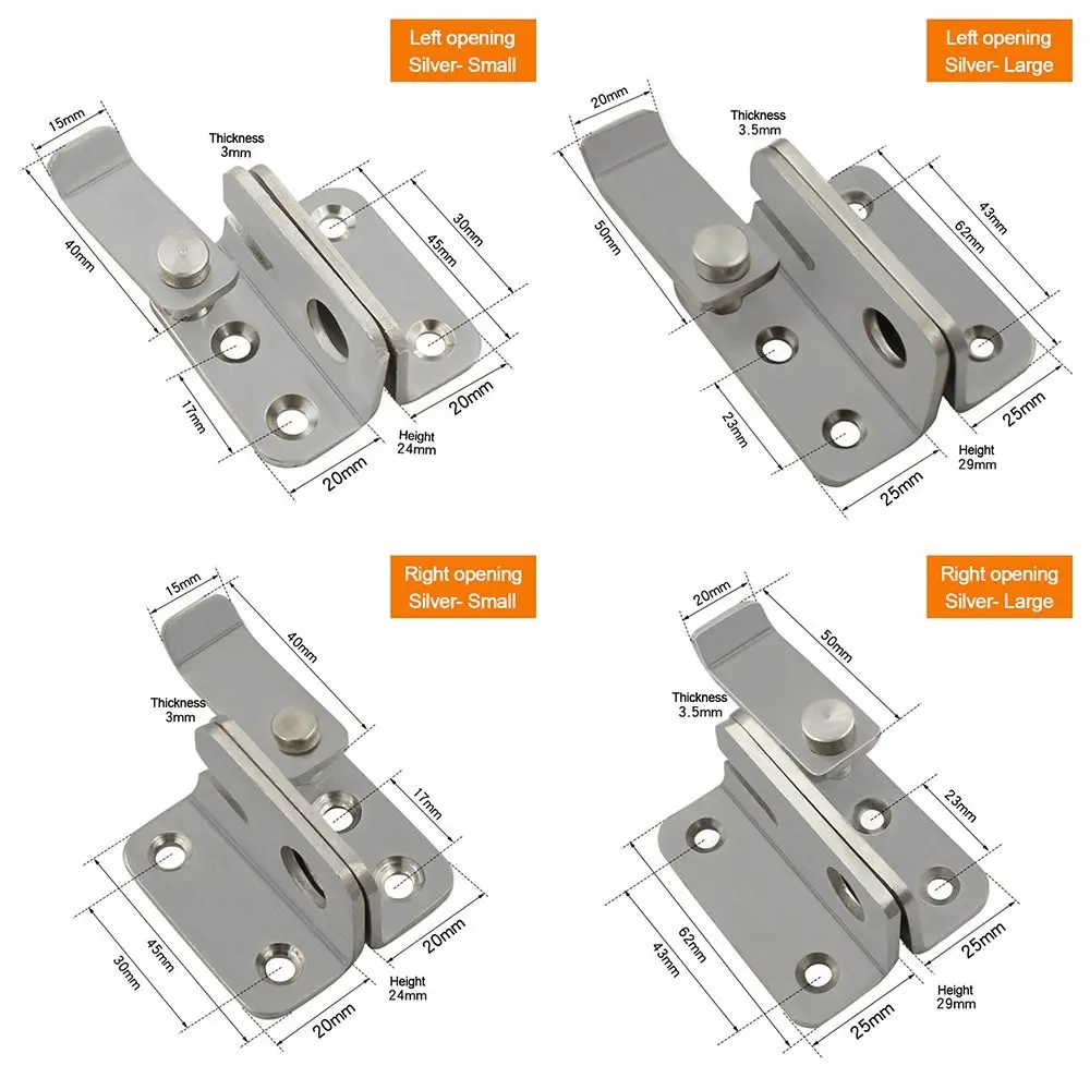 Stainless Steel Sliding Door Lock Bolts Anti-theft Catch Lock Sliding Bolts Lock Padlock Clasp Gate Safety Lock Home Hardware