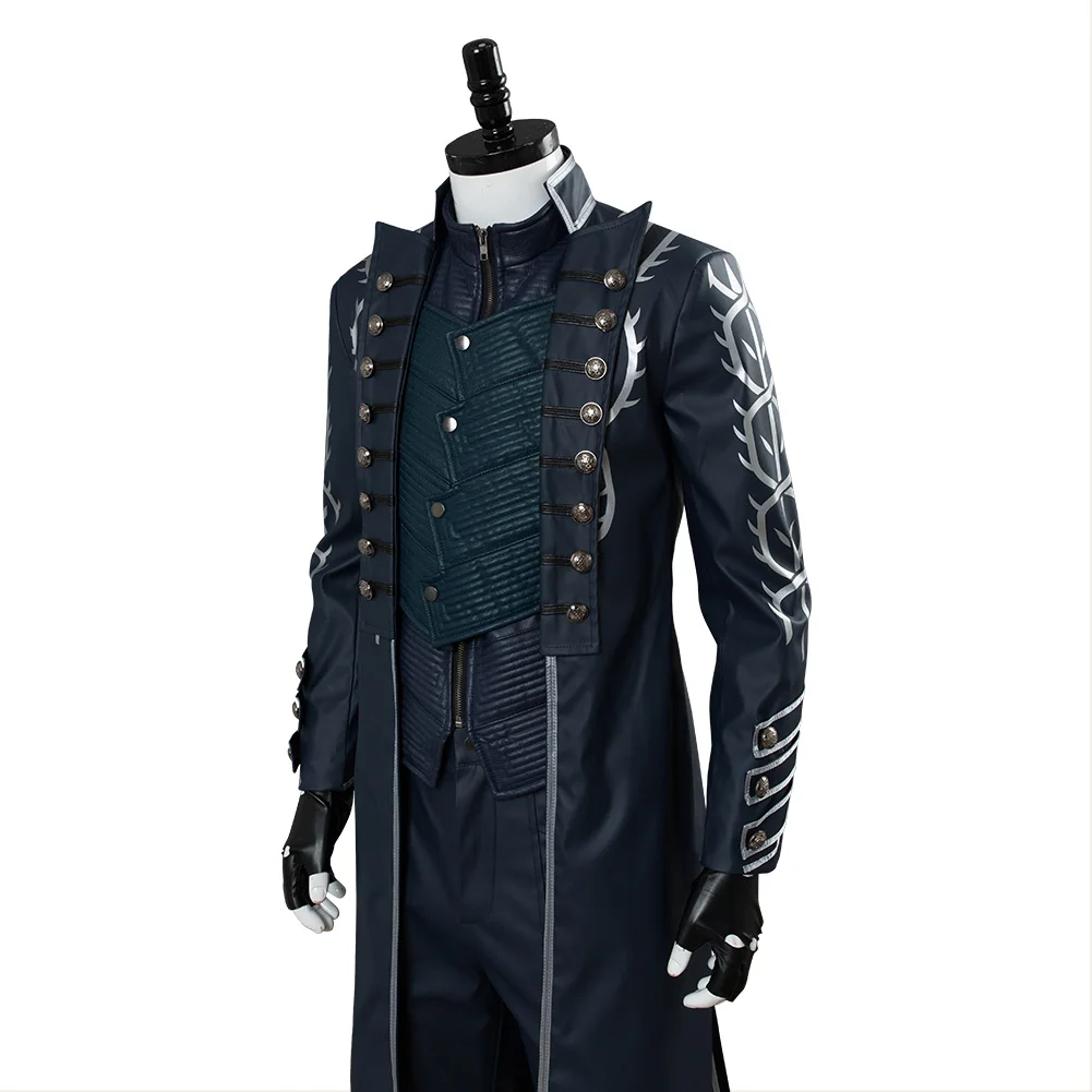 Vergil Cosplay Fantasy Gloves Outfits Game DMC 5 Costume Disguise Full Set Boys Adult Men Halloween Roleplay Fantastia Suit Male