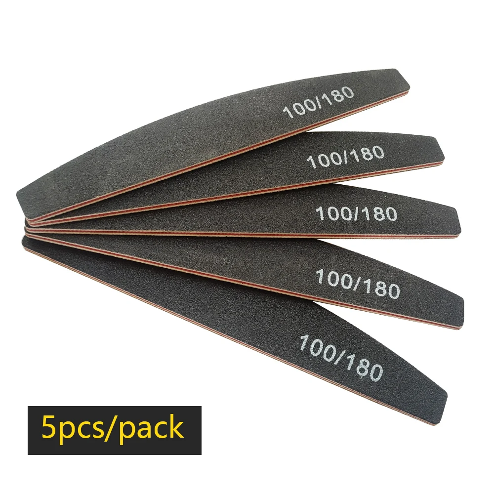 Nagelvijl Buffer 100/180 Grit Half Moon Nagelvijlen Dubbelzijdig Schuurpapier Nagel Schuren Slijpen Gel Nagellak Manicure Tool