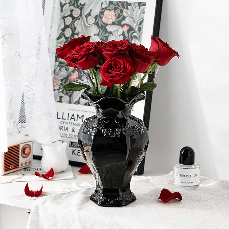 A White Retro Embossed Water-grown Flower Arrangement for A Fresh Dining Table Decoration Home Decor Decoracion Habitacion