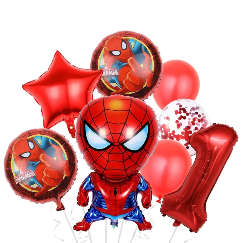 8Pcs Disney Spiderman Party 32inch Number Balloon Set Spiderman Kids Boys Birthday Party 1 2 3 4 5 6 7 8 9th Balloon Decoration