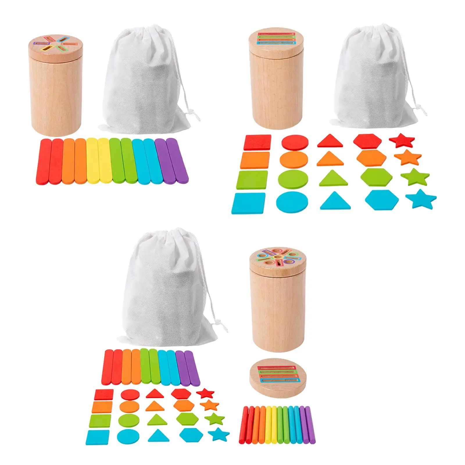 Montessori Sticks Toy Sensory Toy with Storage Bag Educational Development Color Matching Sorting Toy for Toddlers Kindergarten