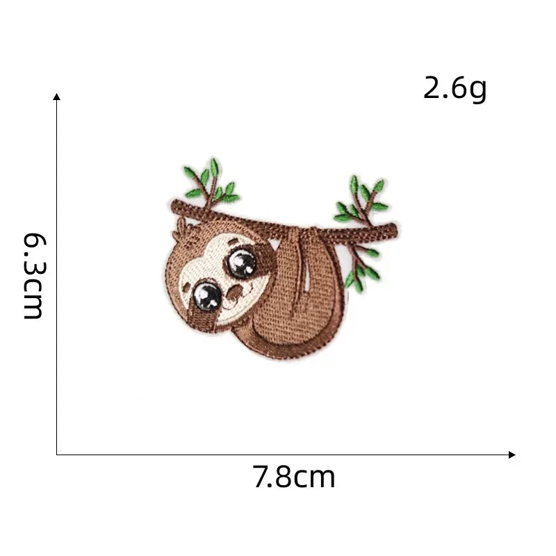 Cartoon Sloth Embroidery Iron on Appliques Cute Animal Thermoadhesive Stickers Kids Patch for Clothing Home Textiles Holes Patch