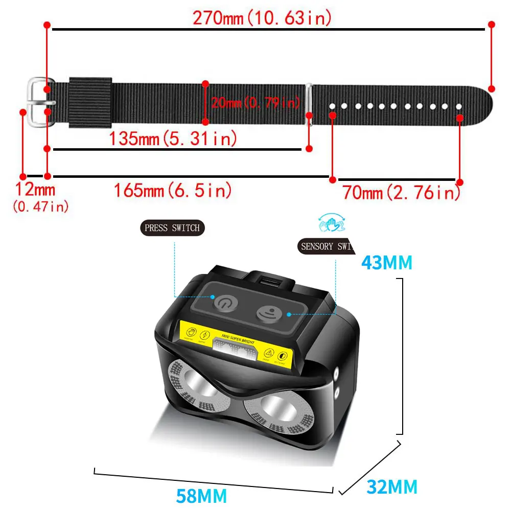 Sensing Night Cycling Running Fishing Portable Lamp LED Flashlight wristlight Strap wristlamp Torch Lantern wrist band Light