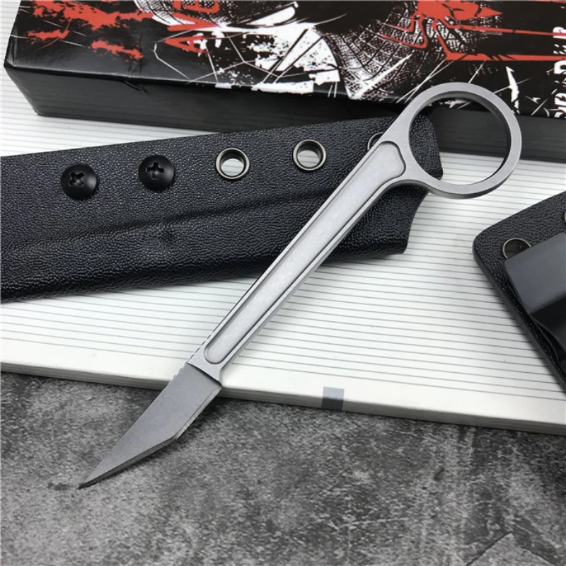 

High Quality Full Tang Fixed Blade Knife with K-sheath 440C Stonewashed Tactical Defense Knives Outdoors Hunting Pocket Tools