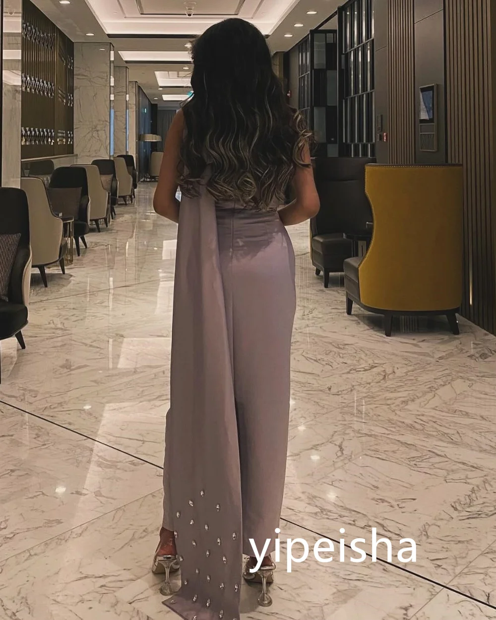 Customized Classic Pleat Sheath One-shoulder Midi Dresses Prom Dresses Exquisite Modern Style Pastrol Unisex Chinese Style Forma