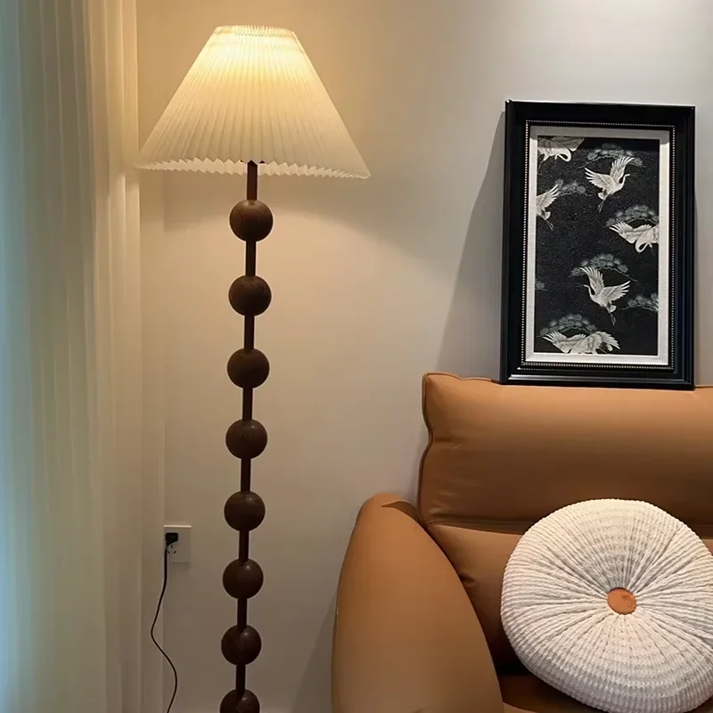 

Wabi-sabi retro Floor Lamp LED Atmosphere Solid Wood Medieval Home Decor Living Room Bedroom Homestay Standing Lamp