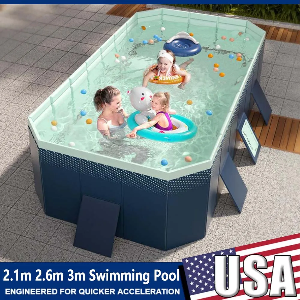 

2.1m 2.6m 3m PVC Non-Inflatable Summer Swimming Pool For Family Home Outdoor Garden Backyard Foldable Water Sports Party Pool