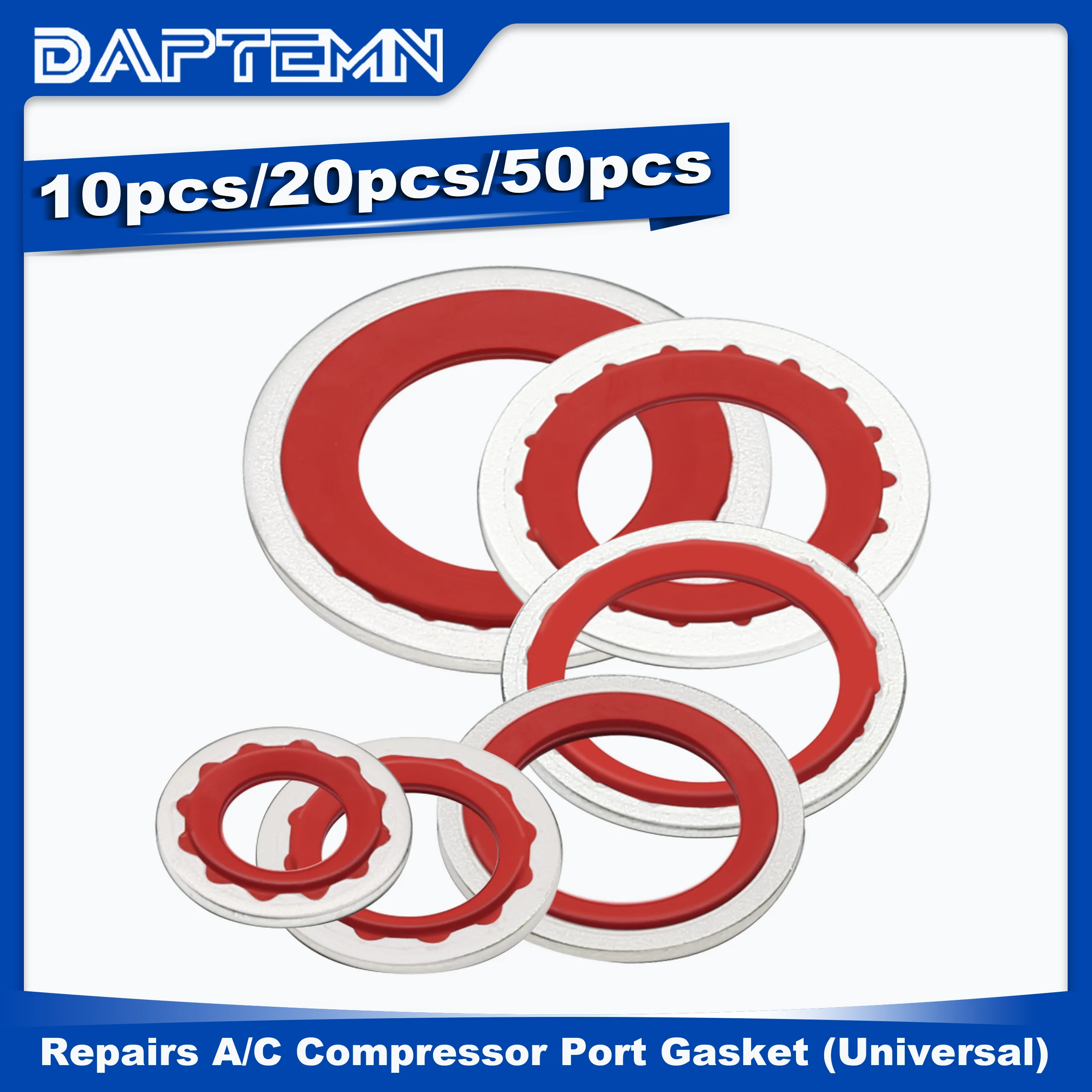 

A/C Compressor Rubber Washers Repairs Car Self-Centered O-Ring, Replace A/C System Compressor Port Gasket(ID: 8mm-17.5mm) (Red)