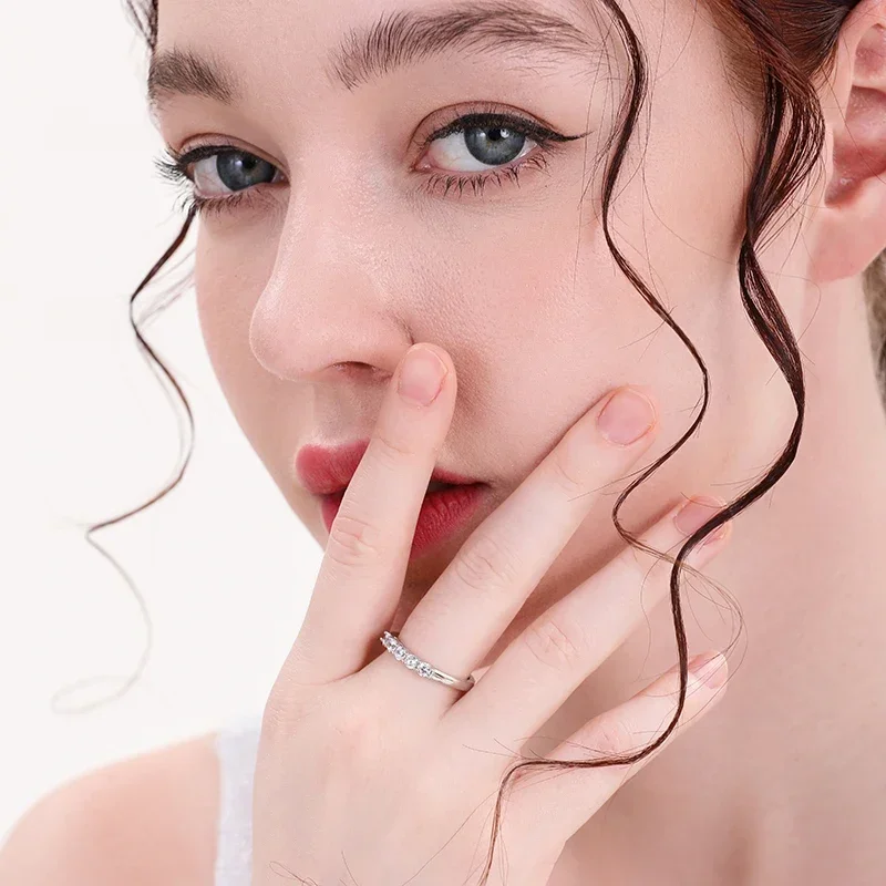 ALITREE D Color Moissanite Ring 925 Sterling Sliver Brilliant Diamond Cocktail Rings with GRA Certificate Jewelry for Women Gift