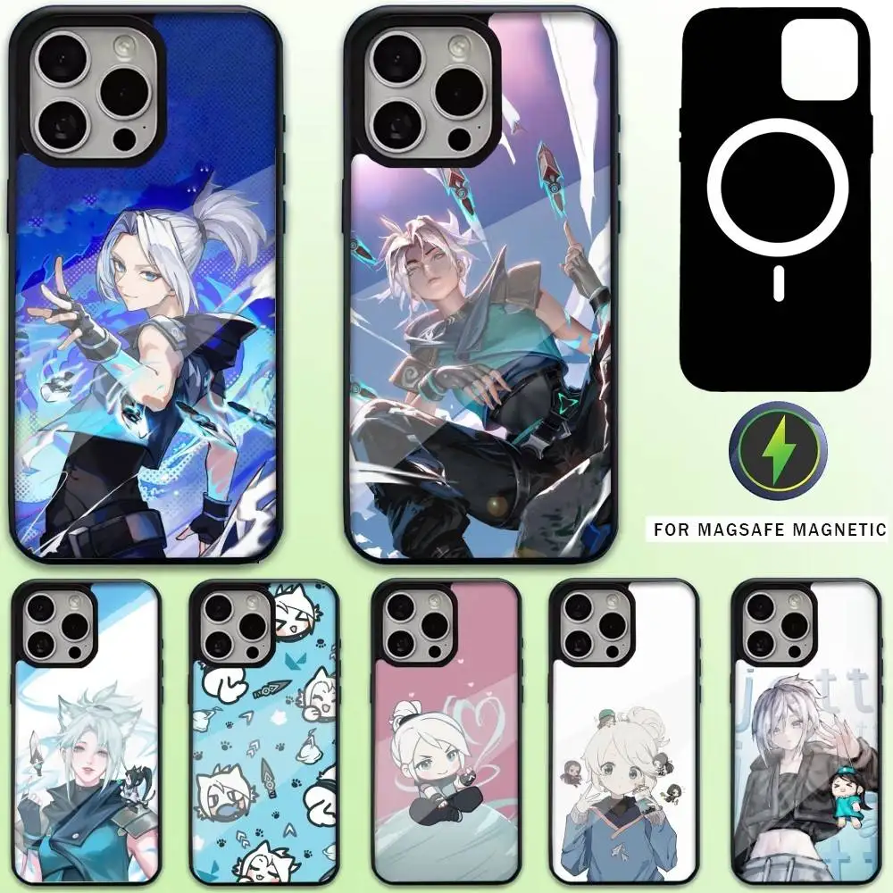 

V-Valorant Jett Game Phone Case For iPhone17,16,15,14,13,12,11 Plus,Pro Max Magnetic For Magsafe Wireless Charging