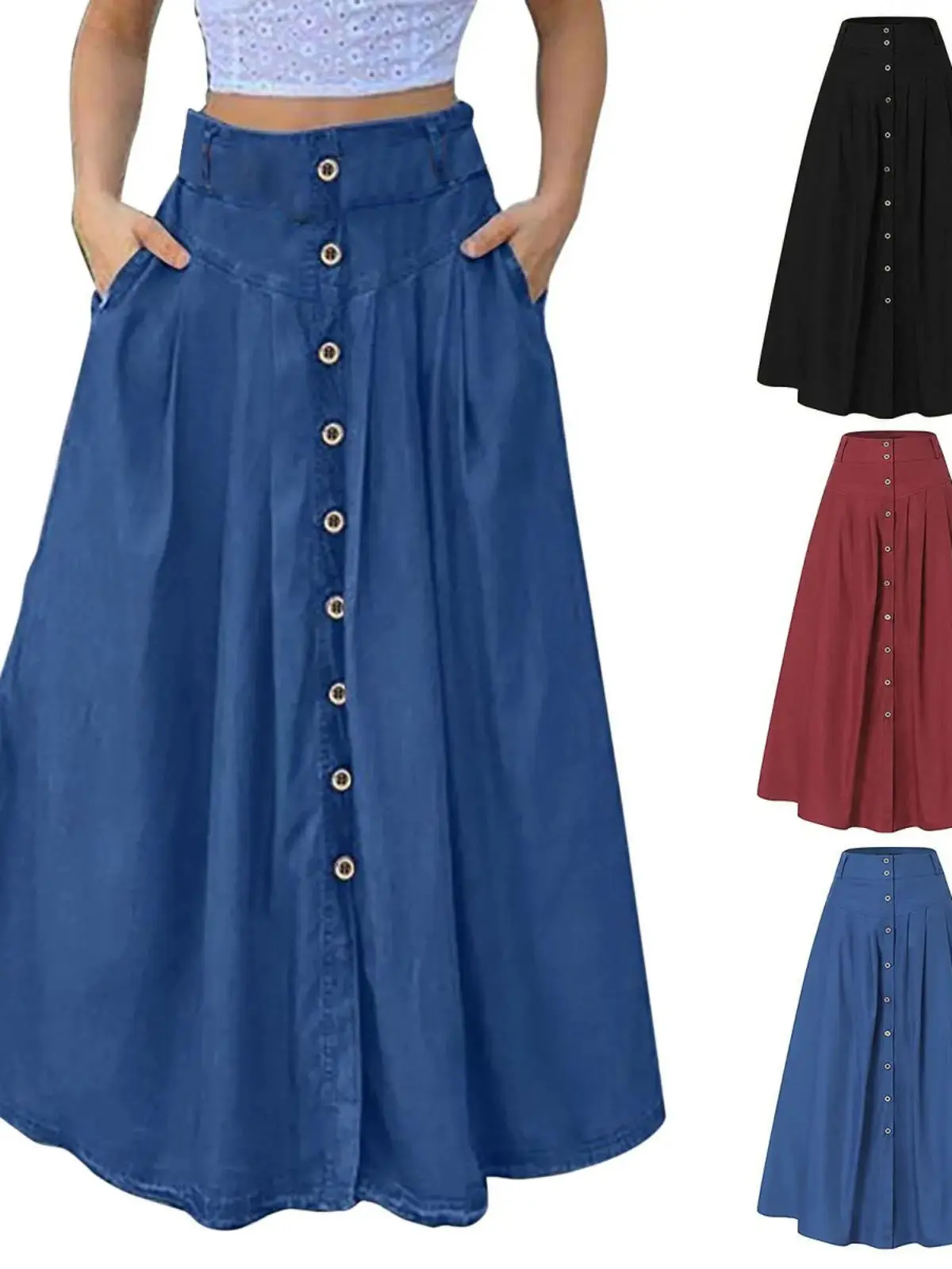 

High Waist Loose Casual f Length Skirt A-Line Silhouette Lightweight Spring Faion for Young Women 8-24 Years Old