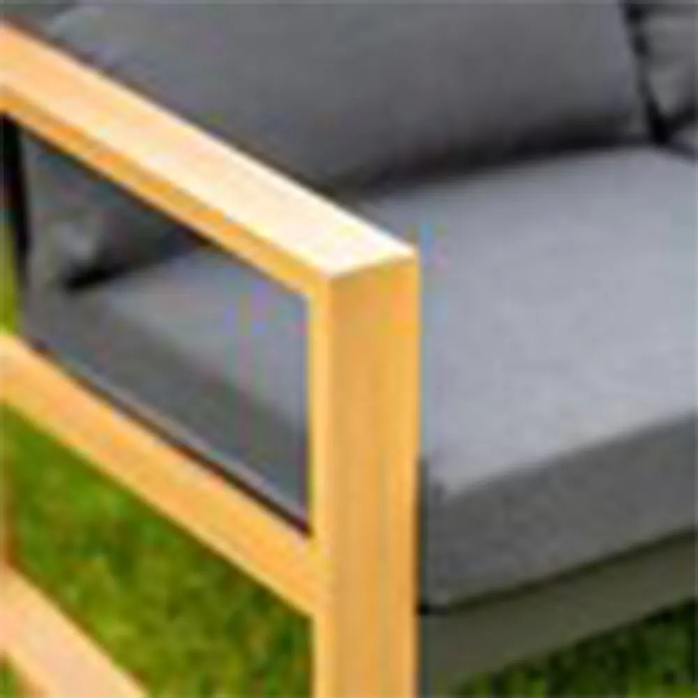 Simple Modern Outdoor Patio Sofa Set Durable Soft Waterproof Wood Includes Coffee Table Outdoor Furniture