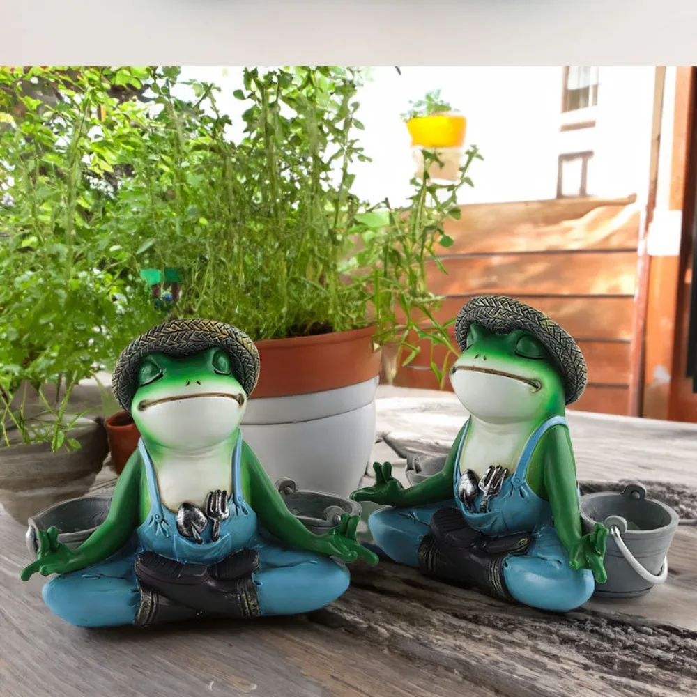 New Meditation Frog Flowerpot Home Balcony Courtyard Garden Succulent Greenery Frog Bonsai Ornaments Plant Pots Succulent Pot