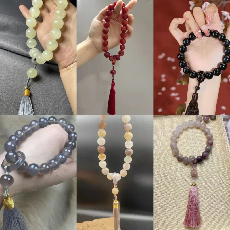 Agate Eighteen 18 Buddha Beads Meditation Bracelet Car Hanging Gold Silk Jade Men and Women Handheld Fortune Bead