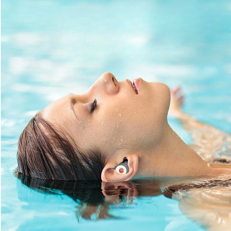 1Pair Waterproof Noise Reduction Silent Sound Insulation Sleeping Earplugs Split Design Adult Swimming Earplugs