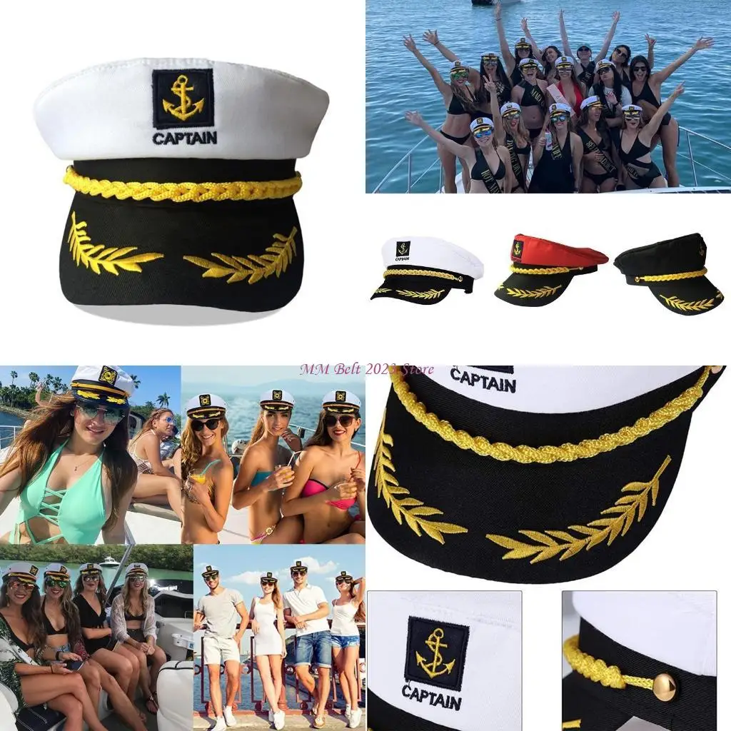 49ME Sailor Hat Yacht Captain Hat Sailor Captain Costume Men Marine Hat Funny