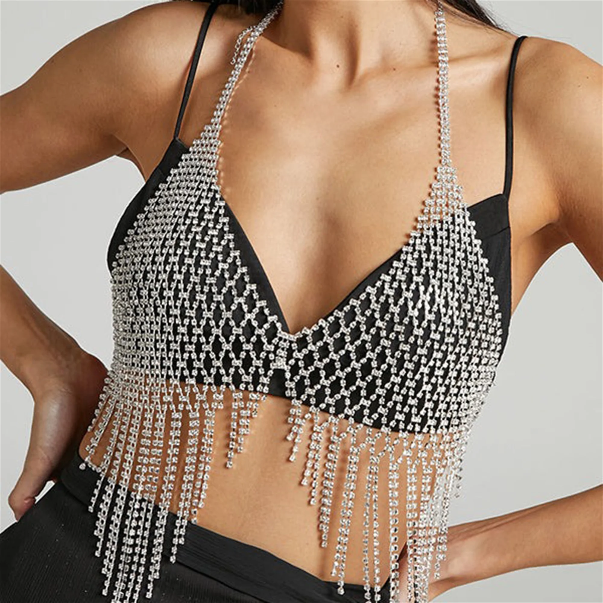 Luxurious Crystal Shoulder Necklace for Women Stylish Statement Body Chain Exquisite Jewelry Accessory