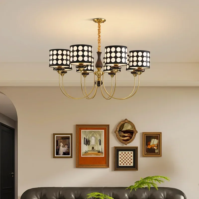 American retro Chandelier living room lamp study bedroom dining room antique chandelier French simple