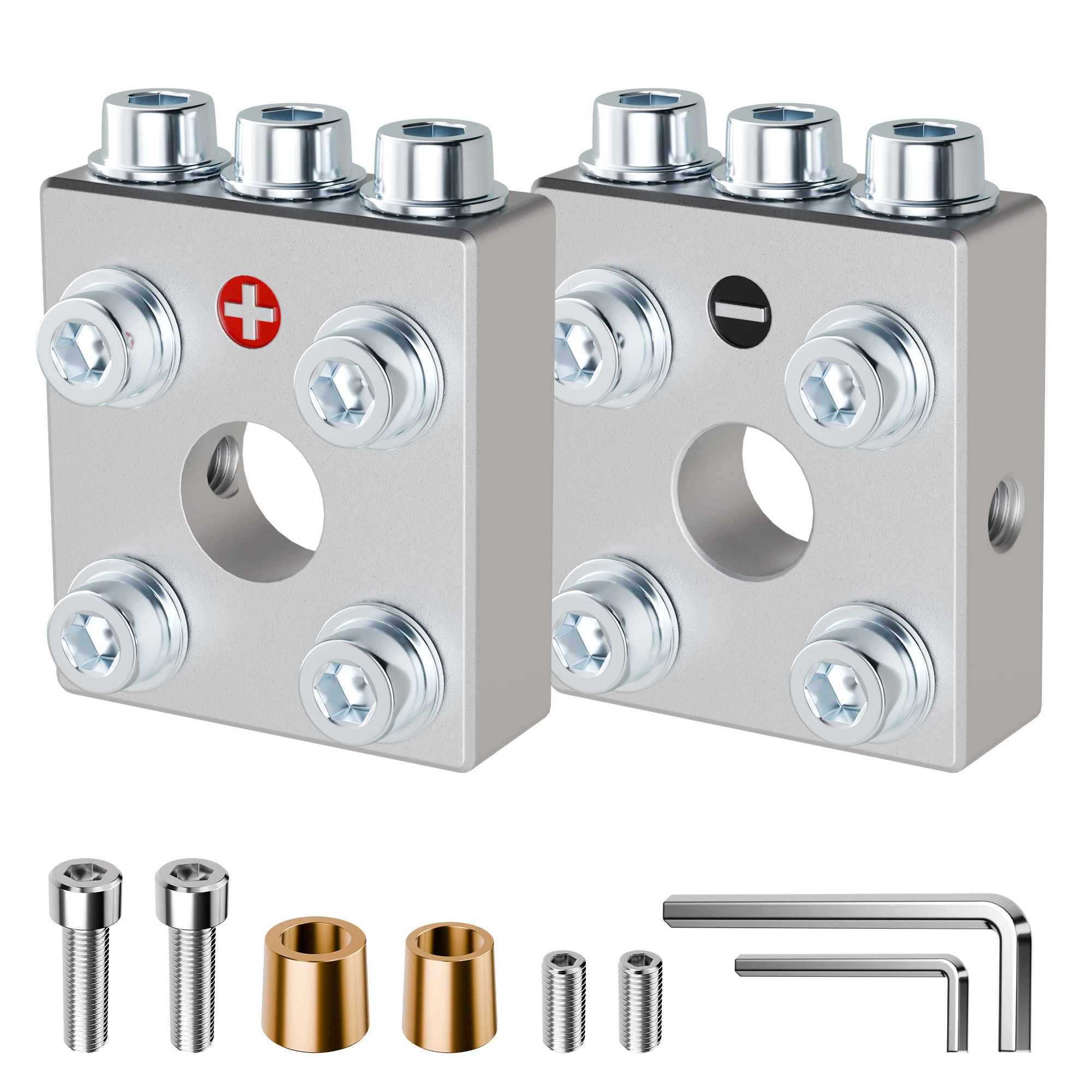 Battery Terminal Distribution Block with Vertical Brass Adapter 14-Port Battery Terminal Connector Fits 6V-48V Up to 4/0 AWG
