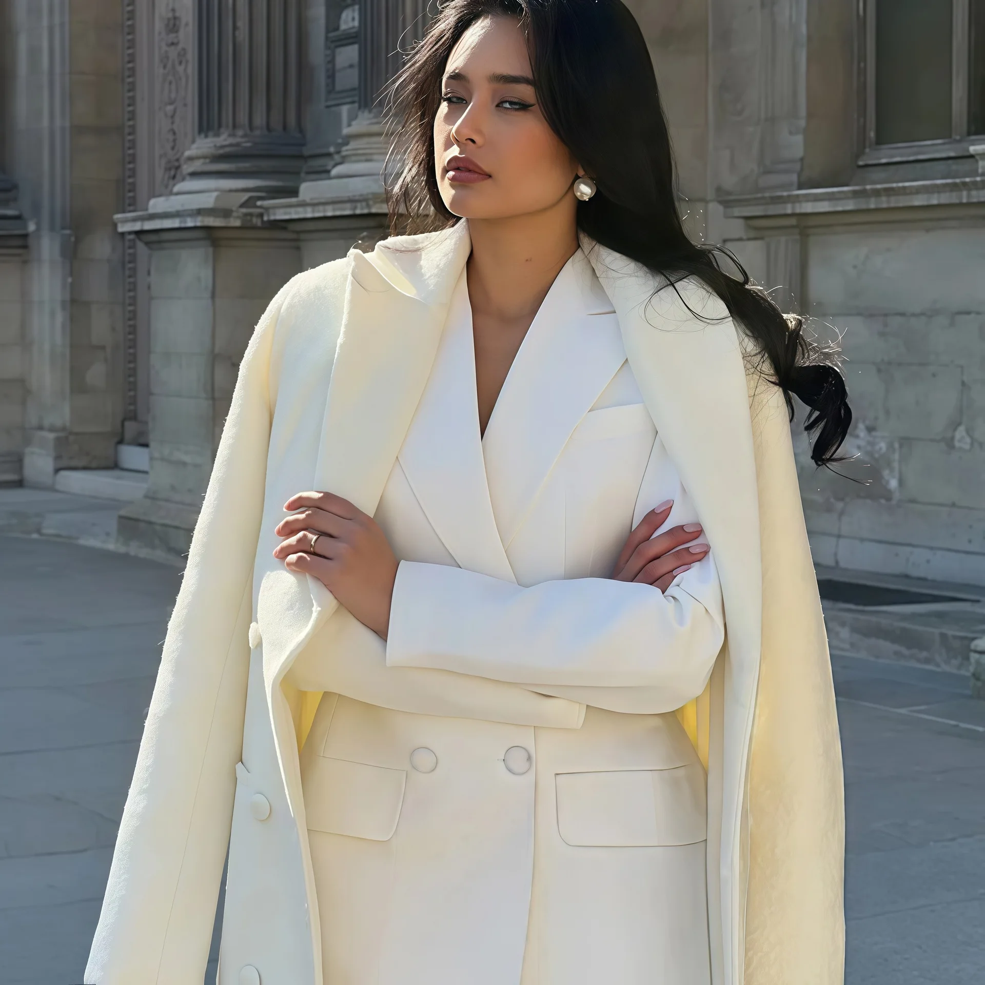 سترة بدلة جديدة لخريف وشتاء 2025 أنيقة وبسيطة وفضفاضة مزدوجة الصدر للنساء ملابس شتوية عصرية وأنيقة #5