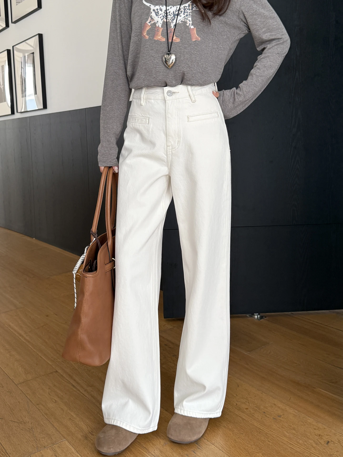 

Женские джинсы прямого кроя для похудения, весенне-осенние свободные широкие брюки, джинсы-бойфренды с высокой талией, однотонные, из чистого хлопка, матовые