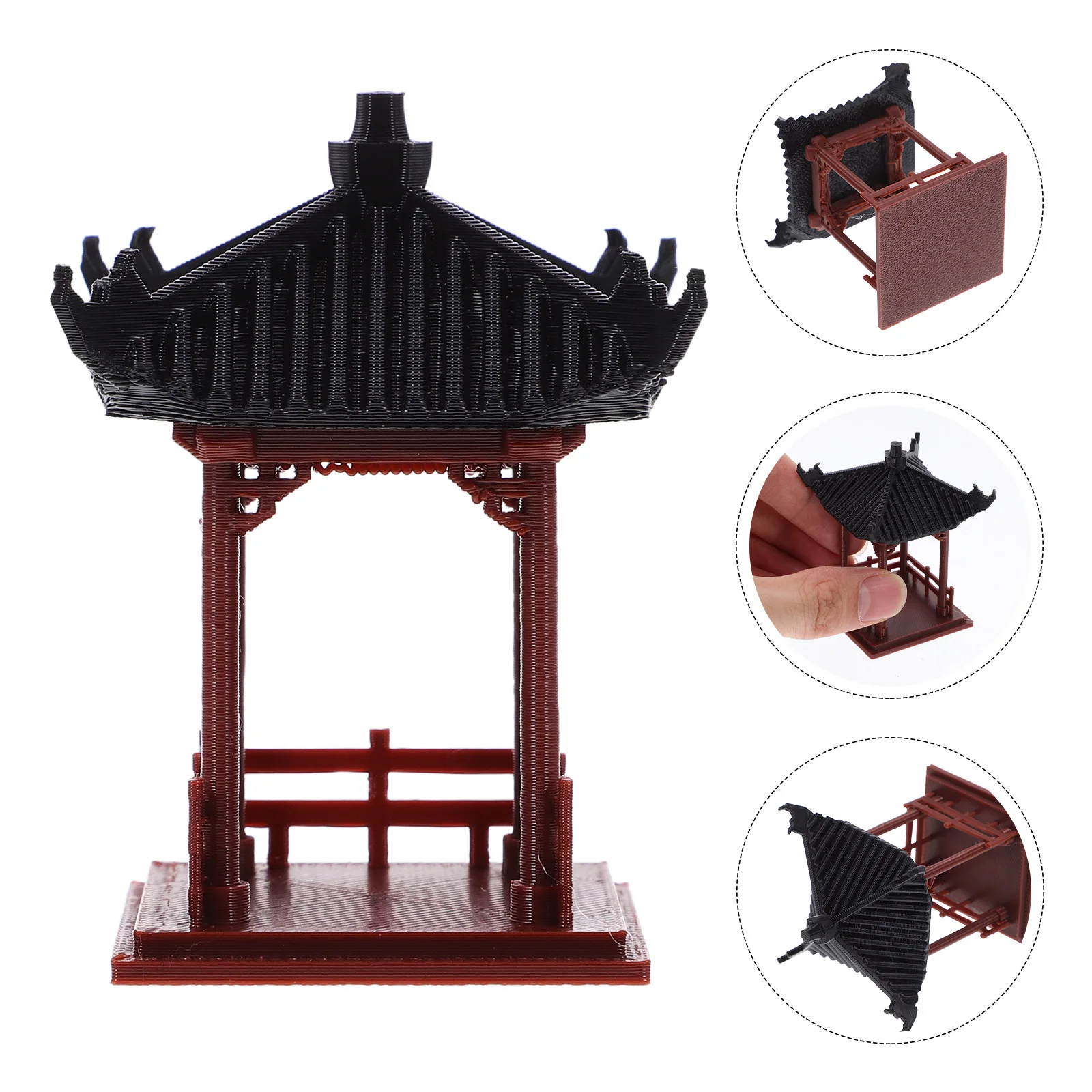 

Mini Pavilion Statue Realistic Chinese Garden Decor Fish Tank Ornament Micro Landscape Desktop Lightweight Plastic Aquarium Sand