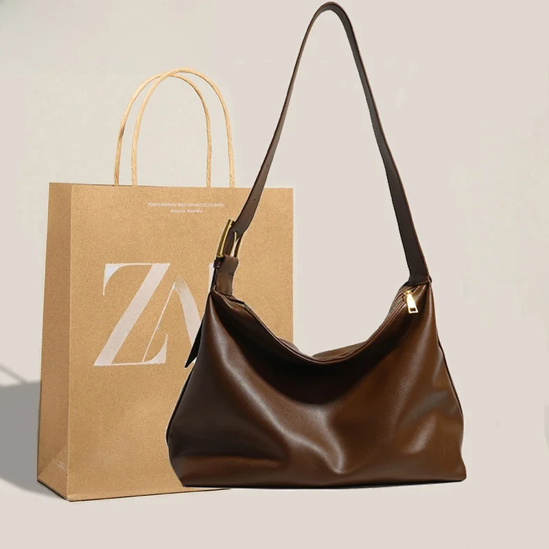 

Большая сумка-тоут из мягкой кожи в стиле ретро, пригородная сумка на одно плечо, сумка через плечо, винтажная сумка-тоут для мужчин и женщин