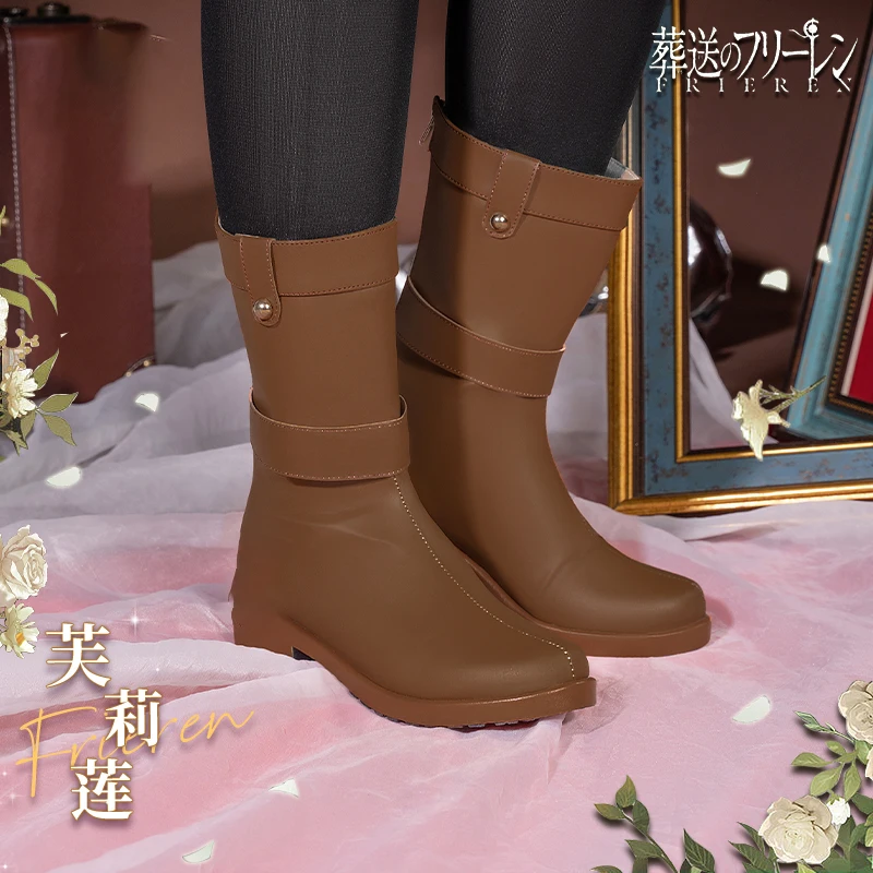 

Cos Frieren At The Funeral Cosplay Frieren Shoes Brown Long Boots Anime Prop Shoes Accessory