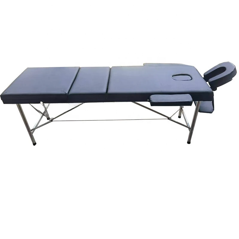 New design stainless steel foldable portable three-section beauty massage bed table