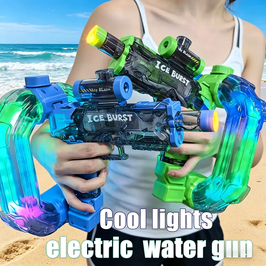 

TK hot ！Outdoor Shooting Games Electric Water Gun Toy for Pool Automatic Water Squirt Gun with Lights Compatible with FUNWEE