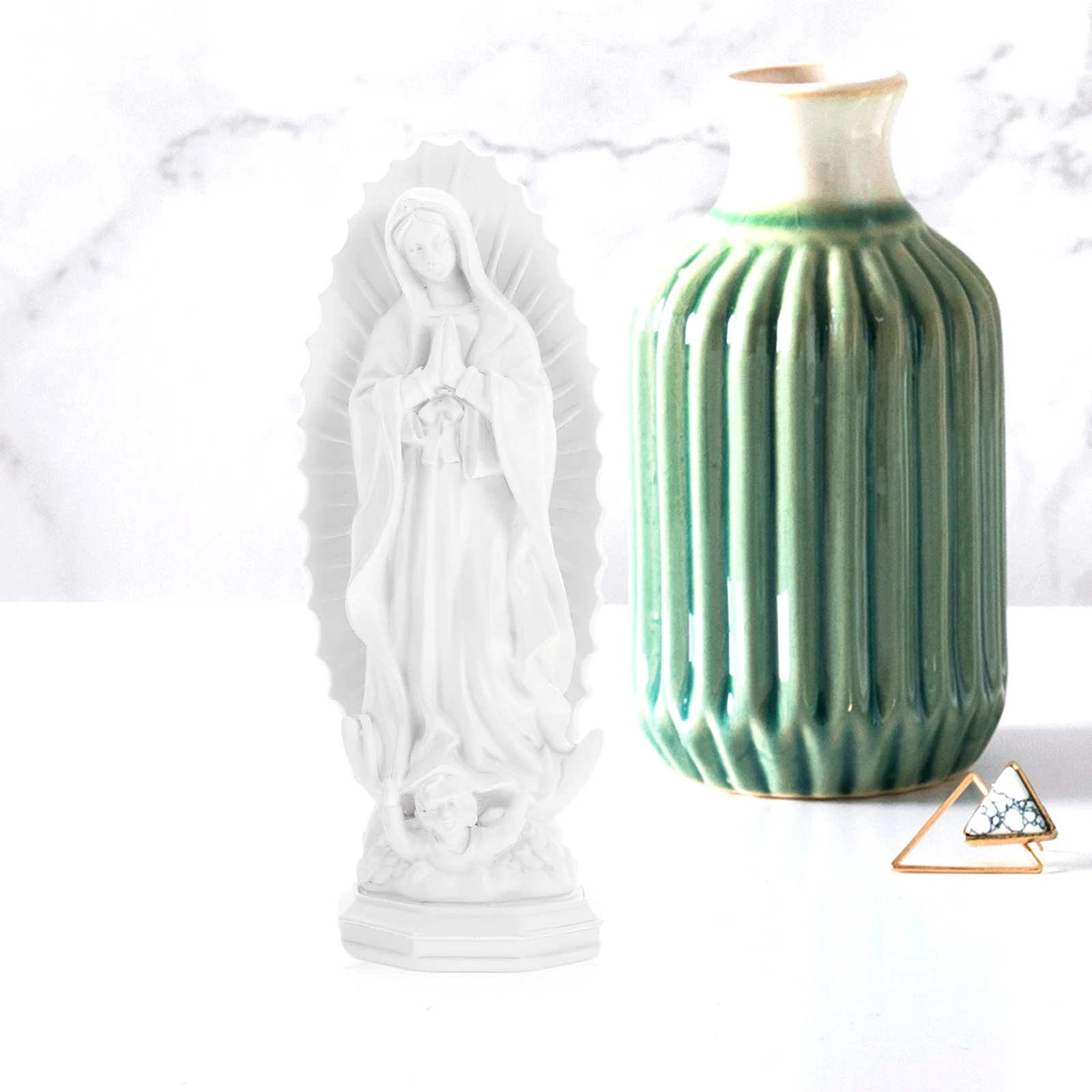 

Religious Resin Virgin Mary Statue Delicate Design Use Home Office Bookshelf Mantel Catholic Ornament