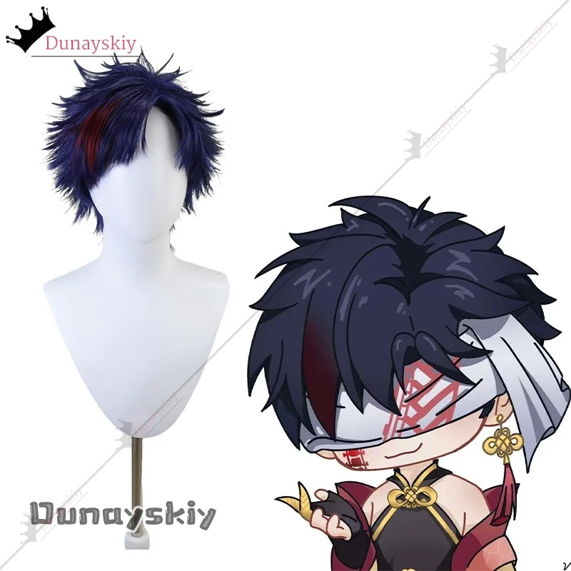 

Qin Shi Huang Di Косплей Костюм 30 см Короткий Прямой Красный Красивый Синий Черный Парик Термостойкие Синтетические Парики + Кепка Для Парика