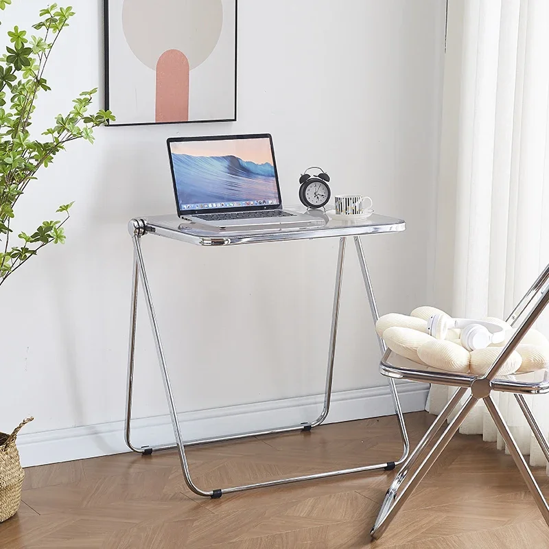 Acrylic Folding Desk Small Portable Study Desk Balcony and Bedroom Computer Table Mini Bedside Table Lightweight