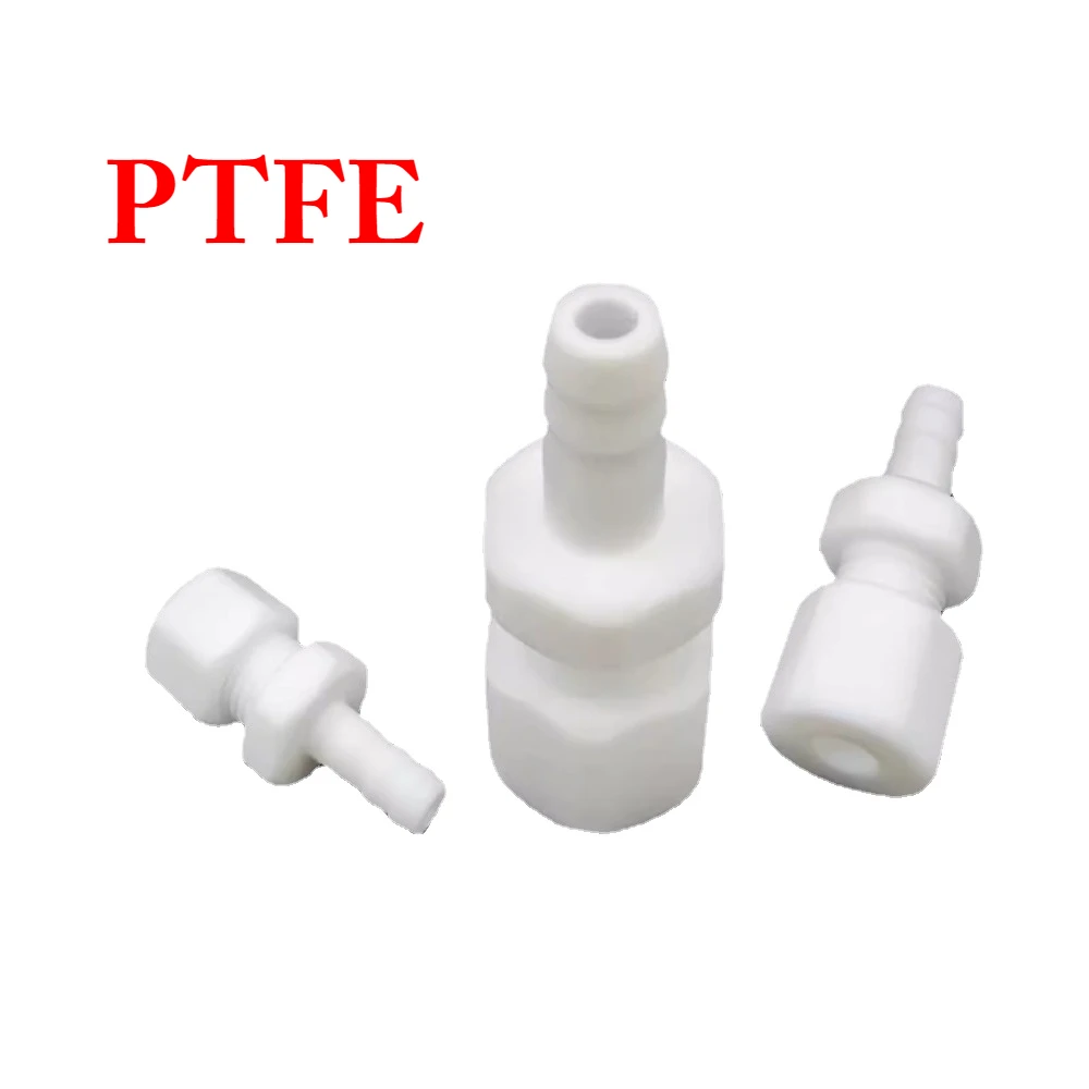 

1/8" 1/4" 3/8" 1/2" 4 6 8 10 12mm Tube Compresion Union To Hose Barb Reducer PTFE Transfer Connector Coupler Adatper LAB