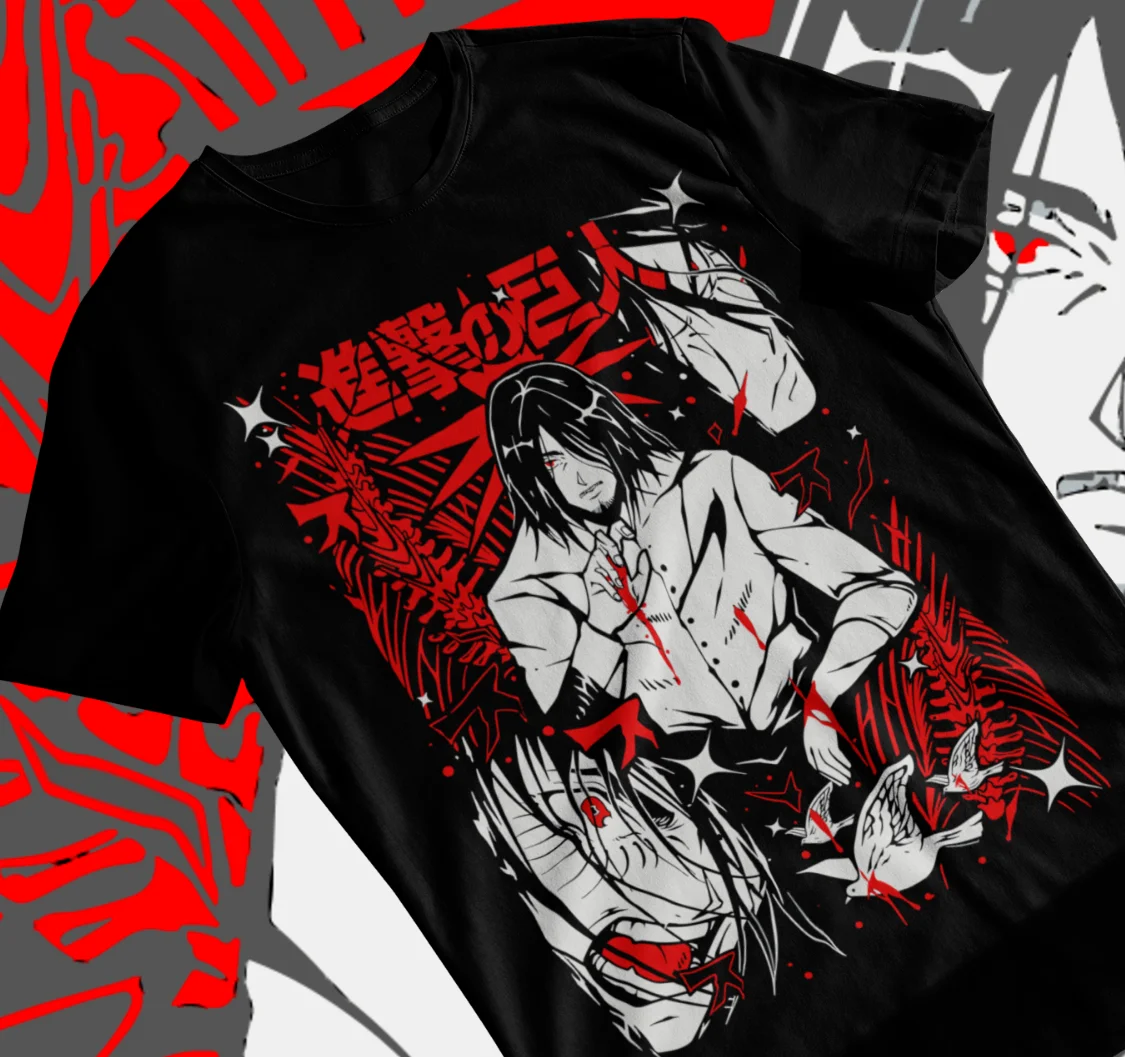 Eren Yeager Aot T-shirt,Anime,Attack On Titan,Graphic Tee,Black Shirt Soft Tee