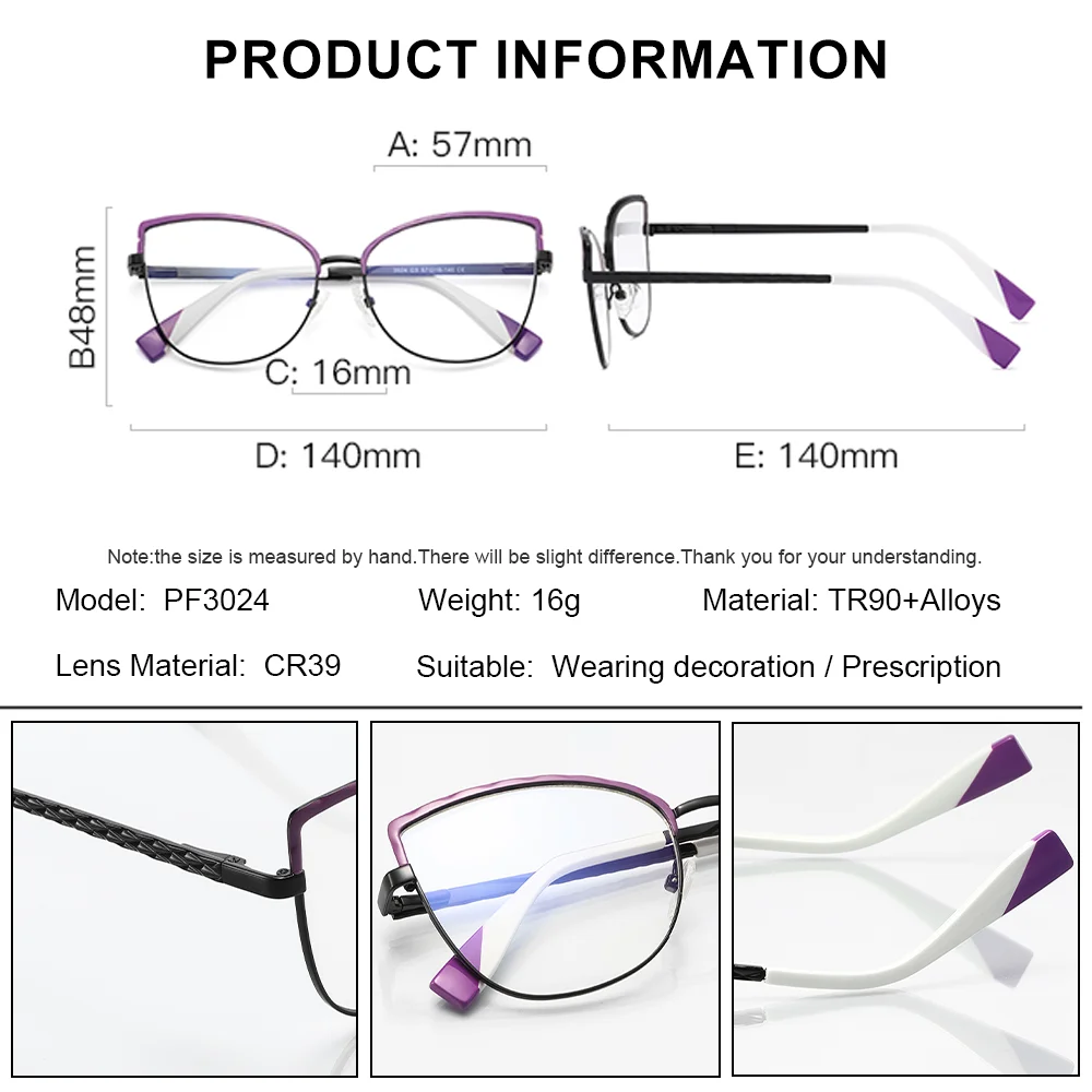 SZTZX-gafas Retro con montura de ojo de gato para mujer, anteojos de oficina con prescripción para miopía, montura grande de dos colores, gafas progresivas antirayos azules