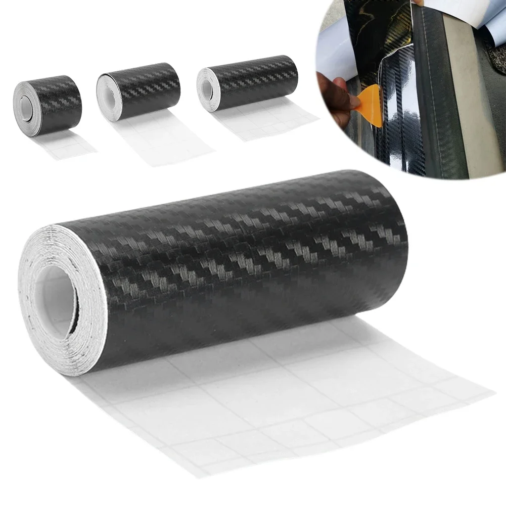 ملصقات شريط من ألياف الكربون على السيارة ثلاثية الأبعاد نانو أسود باب السيارة حافة الحرس الجانب شريط لاصق مزخرف مقاوم للماء #2
