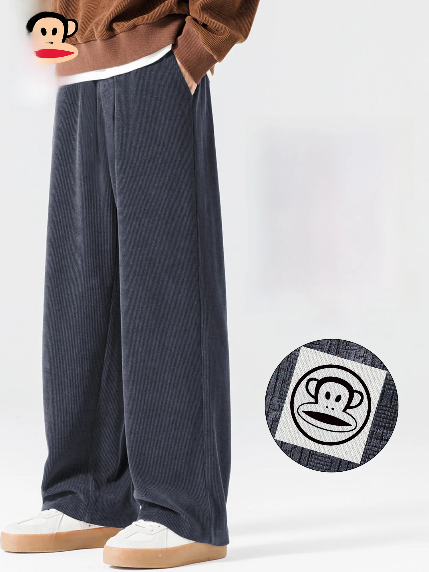 

Мужские повседневные свободные брюки Paul Frank прямого кроя, новые весенние вельветовые спортивные длинные брюки, модные, удобные, из полиэфирного волокна