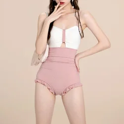 2023 Summer Haute Couture V-neck Hollowed Out Suspender High Waisted Long Sleeved Smock with Sun Protection Two-piece Bikini Set