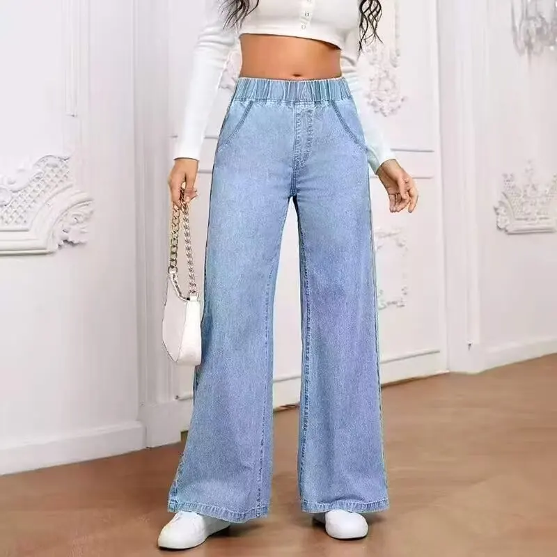 Loose High Waist Straight Leg Jeans Women's Autumn Winter New Style plus Size Slim Wide Leg Pants Street Style Casual Jeans