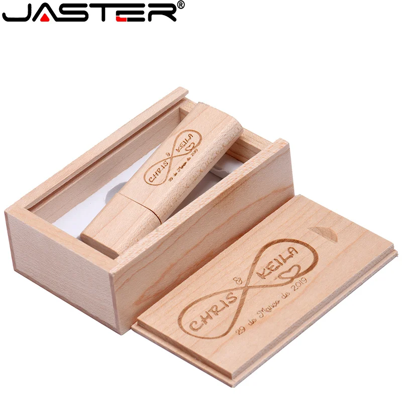 

JASTER Wooden Chip USB Flash Drive Stick Pendrive 4GB 8GB 16GB 32GB 64GB Creativo Memory Card Wedding Gift 1PCS Free Custom Logo