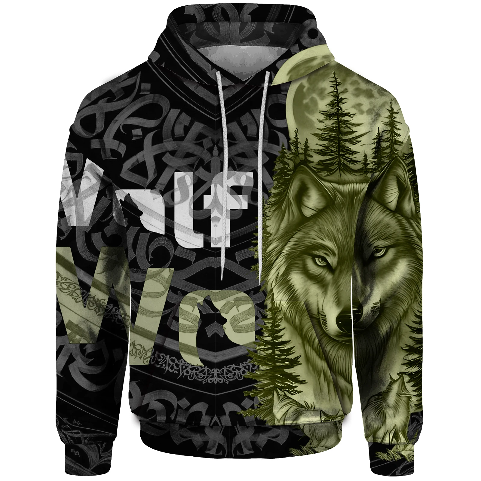 

Men's Sweatshirts Fall and Winter Men's New Hoodies and Sweatshirts Wolf Totem Pattern Colorblocking Sweatshirts Men's Clothing