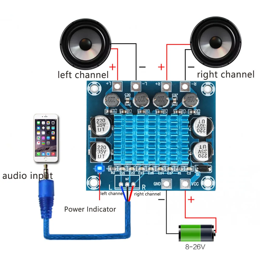 TPA3110 XH-A232 30W+30W 2.0 Channel Digital Stereo Audio Power Amplifier Board DC 8-26V 3A - view 4